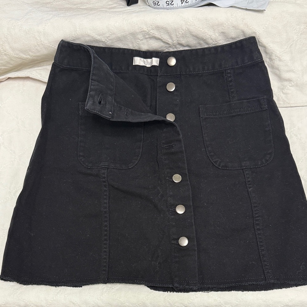 Twik Black Mini Skirt with Button Detail